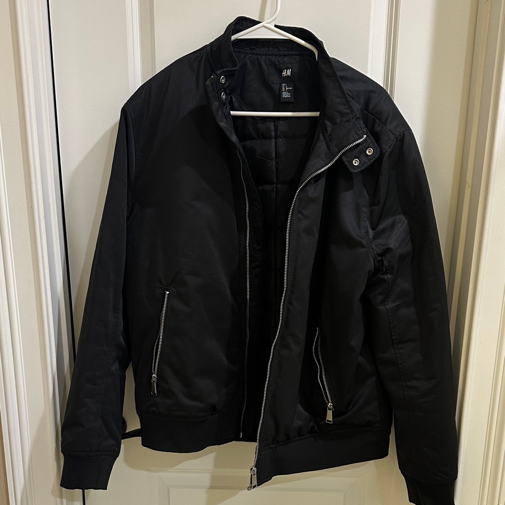H&M Men's Classic Black Bomber Jacket